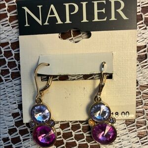 Napier Gold Earrings with Purple and Blue Stones